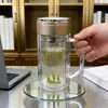 Taza de Té de Vidrio de Borosilicato Alto de Doble Capa con Tapa Vaso de Agua Transparente Resistente a Altas Temperaturas Vaso Termo de Vidrio Creativo Venta al por Mayor