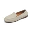 Mocasines Blancos Gigantes de Tacón Bajo para Mujer Nuevos de Cuatro Vías para Viajar Suela Suave Piel de Oveja Tacón Bajo Zapatos de Mujer Punta Redonda Zapatos para Mujeres Embarazadas