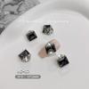 Uñas de manicura de celebridad en línea de Año Nuevo hechas a mano serie gris usar uñas diamantes tridimensionales incrustados circonita perla pila diamantes pegatinas de uñas joyería