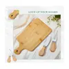 Tabla de Charcutería de Bambú Transfronteriza Regalo para Fiesta de Bautizo Tabla de Cortar Portátil para Exteriores Tabla de Queso Juego de Tabla de Cortar con Cuchillo y Tenedor