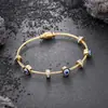 Pulsera Transfronteriza Ojo del Diablo de Acero de Titanio que No se Desvanece para Hombres, Pulsera de Moda Hip-Hop Punk para Mujeres, Accesorio de Lujo Ligero de Gama Alta