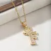 Colar com pingente de letra da moda europeia e americana para mulheres, coroa dourada e prateada com letras inglesas totalmente cravejadas de diamantes, modelo de exportação de venda quente transfronteiriça, envio direto