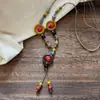 Collar de Cerámica con Borla Estilo Bohemio Navideño para Mujer, Nueva Cadena de Suéter con Cuentas Estilo Chino Zen, Accesorios Retro de Nicho
