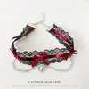 Collar con Colgante de Corazón con Borde de Encaje para Mujer, Gargantilla de Moda Negra de Nicho, Cadena Personalizada Simple para Clavícula, Estilo Oscuro