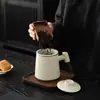 Taza Horno Ru Taza de Té de Oficina Cerámica Gran Capacidad Taza de Agua de Gama Alta con Tapa Regalo de Actividad para Empleados