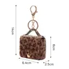 Bolso Pequeño Cuadrado Estampado Leopardo Retro, Crin Falsa, Billetera Versátil, Estuche para Auriculares, Colgante de Llavero Decorativo
