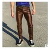 Estilo Punk Europeu e Americano Novo Transfronteiriço Tamanho Grande Masculino Apertado Elástico Cintura Baixa Personalizado Moda Casual Calças de Couro Tendência