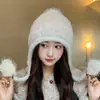 Chapéu Ushanka Quente para Outono e Inverno, Afina o Rosto, Novo Chapéu de Pelúcia, Proteção para as Orelhas, Chapéu de Lã, Tricô, Estilo Fofo de Alta Qualidade