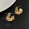 Brincos Irregulares Exagerados com Babados Banhados a Ouro 14K Design de Nicho Estilo Boêmio Brincos Plissados