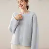 Bai Cai Rong Nuevo Suéter de Punto Redondo Otoño/Invierno Hueco 100% Cachemir Color Sólido Suave Versátil Ligero Suave y Liso