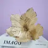 28cm Nova Flor de Natal Artificial com Borda de Fio Dourado Arranjo para Festa Arranjo de Flor para Árvore de Natal Decorações de Feriado Flores Artificiais Atacado
