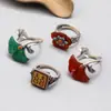 Anillo de Plata de Ley S925 Ágata Doble Felicidad Hojas de Ginkgo Anillo Vintage Antiguo para Dedo Índice Joyería