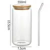 Vaso simple de borosilicato para cola, resistente al calor con tapa y popote de bambú, vaso para jugo, vaso para leche caliente, vaso de regalo para té de leche