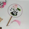 Leque Redondo Bordado de Suzhou, Bordado Dupla Face, Tema Panda de Chengdu, Leque de Dança Estilo Antigo, Leque para Foto, Venda Direta de Fábrica