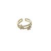 Anillo de flor de piedra ojo de gato de doble capa con circonita, todo a juego, ajustable, anillo para dedo de dieta, joyería de lujo ligero con sentido del diseño, venta al por mayor