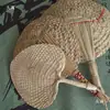 Festival del Bote del Dragón Ventilador de Juncia Pequeño Hecho a Mano Tejido Corazón Ventilador Pequeño Material DIY Floral Coche Hogar Decoración para Colgar