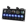 Cargador de coche modificado interruptor de 7 orificios carga rápida PD doble USB reloj voltímetro panel coche barco