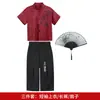 Novo Conjunto de Verão para Meninos Estilo Chinês com Estampa Nacional, Camisa e Shorts Infantis, Roupa para Performance de Apresentador