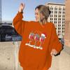 Ropa Nueva Transfronteriza para Mujer 2021 Navidad Tres Copas de Vino Estampado Hombro Caído Cuello Redondo Sudadera Pulóver de Felpa