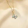 Colgante de mariposa de cristal de alta calidad cadena de acero inoxidable joyería de temperamento para chicas amigas amistad al por mayor