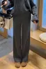 Pantalones deportivos casuales gris oscuro para mujer, nuevo estilo otoño/invierno 2026, forrados de polar, de cintura alta, adelgazantes, de pierna recta estrecha, pants