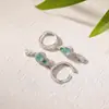 Pendientes de Clip para Oreja Yuebao Jewelry Jade Azul Agua Plata de Ley S925 Perla Redonda Doble Calabaza Fulu Lujo Ligero de Gama Alta
