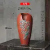 Vaso de Cerâmica Vintage Jingdezhen com Design de Penhasco, Vaso Alto Grande em Argila Vermelha