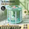 Cubo Creativo Transparente para Nadar Bebé Cubo de Baño Engrosado Bañera Bebé Cubo de Baño Plegable Piscina Inflable para el Hogar