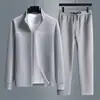 Outono 2026 Nova Roupa Masculina Versátil Conjunto de Jaqueta Manga Longa Calça Longa Roupa Exterior Top Estilo Casual Masculino Roupa Masculina