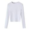 Lista de comércio exterior! Camisa base de retalhos de gola redonda europeia e americana, manga comprida, feminina, outono e inverno, nova camiseta interna slim fit, top
