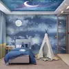Mural de quarto infantil cartoon 3D tridimensional Nuvem Sonho céu estrelado papel de parede cabeceira hotel quarto papel de parede teto