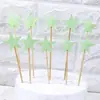 Qing Cang Redes Sociales Tarjeta de Enchufe para Pastel de Cumpleaños Enchufe PU Reflectante Mate Amor Estrella de Cinco Puntas Enchufe para Mesa de Postres