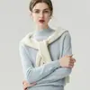 Suéter de Cashmere 100% Puro Novo Outono/Inverno para Mulheres, Gola Alta Meia, Solto, Emagrecedor, Top Base de Tricô