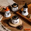 Taza de vela de cerámica personalizada para Halloween decoración de calabaza adorno navideño portavelas hueco peculiar y único