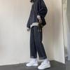 Calça jeans feminina ajustável, cintura alta, perna larga, verão 2021, nova moda primavera, calça larga, perna reta