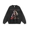 Retro Americano Hip Hop Rapper Estampado Algodón Puro Pesado Casual Sudadera con Capucha Hip Hop Moda Callejera Marca Mujer