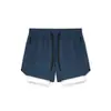 Pantalones Cortos de Doble Capa para Fitness y Deportes, Pantalones Cortos de Baloncesto de Cinco Puntos para Hombre, Deportivos Elásticos de Nailon de Secado Rápido para Entrenamiento de Running para Hombre