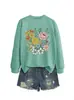 Amazon eBay sitio independiente moda elegante sudadera floral para mujer con flores amarillas, flores rosas, flores naranjas y flores azules