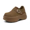 Sapatos Birkenstock de Couro Integral com Solado Grosso para Mulheres, Novo Estilo Primavera 2026, Cabedal Total em Couro Genuíno Casual Retro Mule Sapatos Femininos