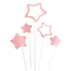 Estrella de Cinco Puntas Inserto Hueco Vestido Adorno Pastel Bandera Cinco Estrellas Decoración Horneado Láser Oro Plata Paquete de 5