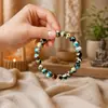 Pulsera de Piedra Redonda con Textura de Pintura al Óleo Retro Splash-Ink, Best-Seller Europeo y Americano, Joyería de Piedra para Energía Emocional Curativa
