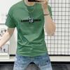Camiseta de Manga Corta Lan Sheng Yi Verano Nueva Moda Marca para Hombre con Estampado de Letras Top de Media Manga Casual Combinable Cuello Redondo Camiseta para Hombre