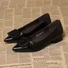 Novidade de Outono Sapatos de Salto Bloco Baixo Bico Fino para Mulheres Solado Macio Fivela Quadrada Confortáveis Leves Slip-on Trabalho Sapatos Pequenos de Couro