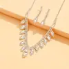 Moda Transfronteriza Conjunto de Collar, Pendientes y Pulsera para Novia Boda Marquise Brillante Moda Joyería de Boda Tres Piezas