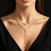 Cross Fashion 2026 Nueva Cadena para Clavícula con Borla en Forma de Y para Mujer de Lujo Ligero Sentido de Diseño de Nicho Sentido de Alta Gama Collar