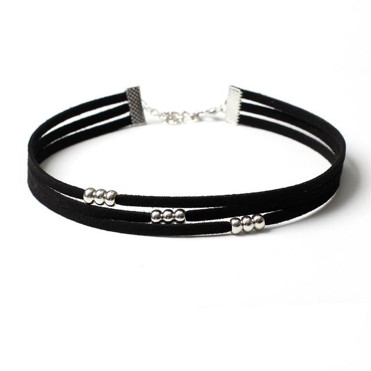 创意款饰品 速卖通爆款 韩国绒项链 多层手工圆珠颈链 choker项圈