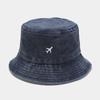 Protección solar de primavera y verano nuevo avión europeo y americano bordado sombrero de pescador hombres y mujeres combinan con todo moda lavado retro sombrero de cubo moda