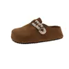 Pantuflas cerradas de suela gruesa para mujer, aptas para usar en exteriores, nuevo modelo de otoño 2026, sin cordones, zuecos de estilo francés Birkenstock de moda