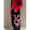 Calça Esportiva Casual Solta com Estampa de Nicho para Dança de Rua Hip-Hop Americano Feminina 2024 Novo Design