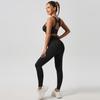 Traje de ropa de yoga para comercio electrónico transfronterizo al por mayor chaleco deportivo ropa interior pantalones de cintura alta pantalones cortos de yoga fitness cadera melocotón
